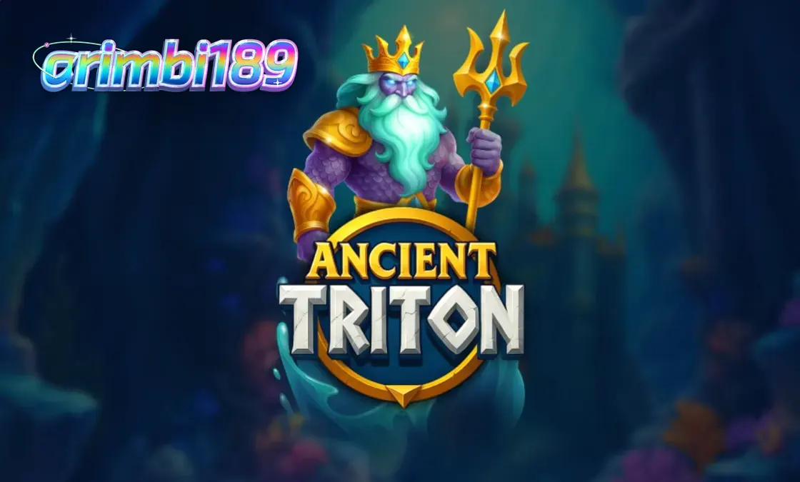 Tampilan visual slot Ancient Triton dengan latar belakang istana bawah laut dan dewa Triton.